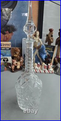 Vintage BEYER West German Unusual Tall Crystal Glass Decanter & Stopper Rare