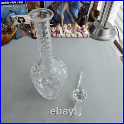 Vintage BEYER West German Unusual Tall Crystal Glass Decanter & Stopper Rare