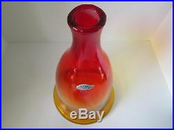Vintage BLENKO 15+ Amberina Art Glass Bell Shaped Decanter Stopper Orig Label