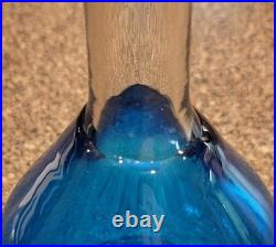 Vintage BLENKO 486 Overlay BLUE Glass DECANTER NO STOPPER