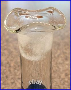 Vintage BLENKO 486 Overlay BLUE Glass DECANTER NO STOPPER