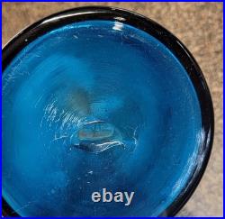 Vintage BLENKO 486 Overlay BLUE Glass DECANTER NO STOPPER