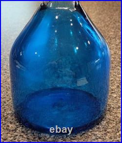 Vintage BLENKO 486 Overlay BLUE Glass DECANTER NO STOPPER