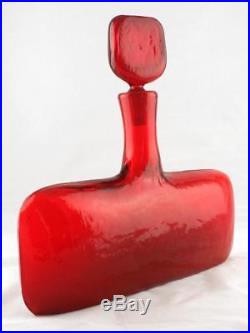 Vintage BLENKO #6316 Wayne Husted GLASS DECANTER+Stopper, RED c1963 Rare Find