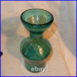 Vintage BLENKO Art Glass Decanter HUSTED Carafe Mid Century Modern Teal Green