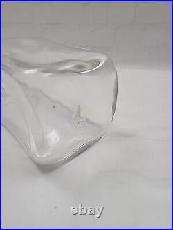 Vintage BLENKO Crystal Clear Glass Decanter Bottle Pinched Square withStopper MCM