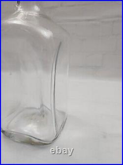 Vintage BLENKO Crystal Clear Glass Decanter Bottle Pinched Square withStopper MCM