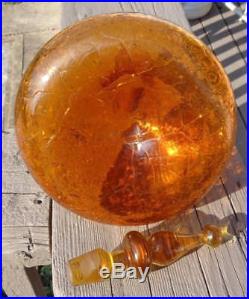 Vintage BLENKO Decanter #6516 Honey Myers 1965 Crackle Glass