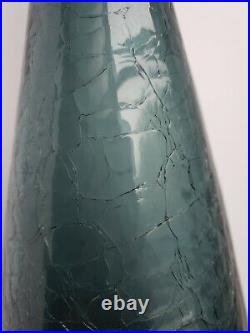 Vintage BLENKO GLASS crackle charcoal 920L LARGE decanter & stopper clear