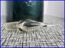 Vintage BLENKO GLASS crackle charcoal 920L LARGE decanter & stopper clear