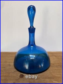 Vintage BLENKO Glass Ships Decanter 6629 JOEL MYERS Blue 12