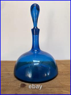 Vintage BLENKO Glass Ships Decanter 6629 JOEL MYERS Blue 12