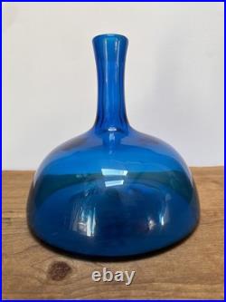 Vintage BLENKO Glass Ships Decanter 6629 JOEL MYERS Blue 12