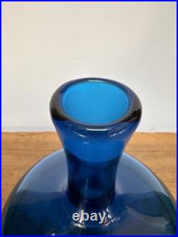 Vintage BLENKO Glass Ships Decanter 6629 JOEL MYERS Blue 12