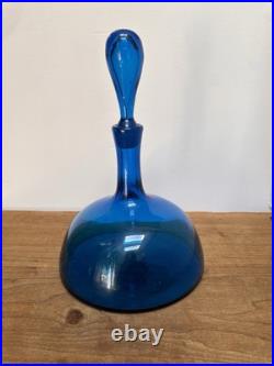 Vintage BLENKO Glass Ships Decanter 6629 JOEL MYERS Blue 12