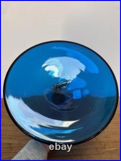 Vintage BLENKO Glass Ships Decanter 6629 JOEL MYERS Blue 12