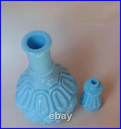 Vintage Baby Blue Milk Glass Decanter Genie Bottle 1960s