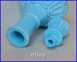 Vintage Baby Blue Milk Glass Decanter Genie Bottle 1960s