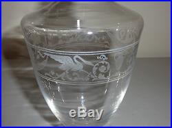 Vintage Baccarat Crystal Etched Footed Decanter For Croizet