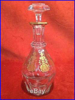 Vintage Baccarat Harcourt 1841 Empire Crystal Gold Decanter 11.75 EXCLNT! Plg