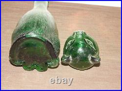 Vintage Bar 14 3/4 High Green Cat Kitten Glass Wine Bottle Decanter Empty