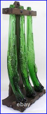 Vintage Barsottini Flintlock Pistol Glass Decanter Set of 3 with Stand Italy