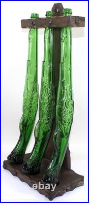 Vintage Barsottini Flintlock Pistol Glass Decanter Set of 3 with Stand Italy