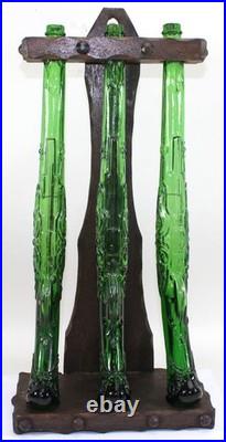 Vintage Barsottini Flintlock Pistol Glass Decanter Set of 3 with Stand Italy
