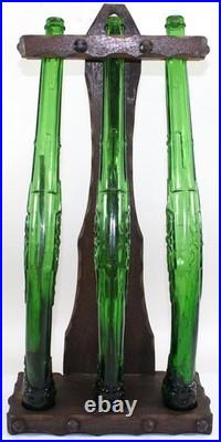 Vintage Barsottini Flintlock Pistol Glass Decanter Set of 3 with Stand Italy