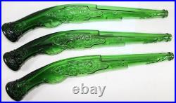 Vintage Barsottini Flintlock Pistol Glass Decanter Set of 3 with Stand Italy Vintage Barsottini Flintlock Pistol Glass Decanter Set of 3 with Stand Italy