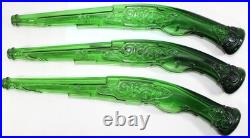 Vintage Barsottini Flintlock Pistol Glass Decanter Set of 3 with Stand Italy