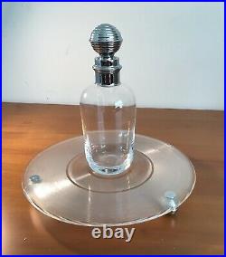 Vintage Bauhaus / Italian Memphis Style Decanter & Round Footed Tray C. 1980's