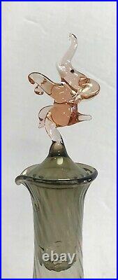 Vintage-Bimini Style glass blown Dancing Elephant Decanter and glass set