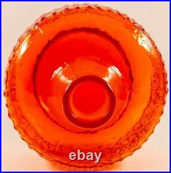 Vintage Bischoff Glass Tangerine Hand Blown Bulbous Decanter Vase WAYNE HUSTED