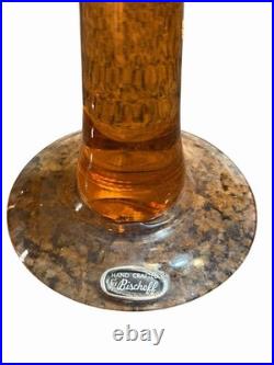 Vintage Bischoff Hand Blown Glass Decanter Amber Ewer w Stopper 22 Tall MCM