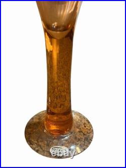 Vintage Bischoff Hand Blown Glass Decanter Amber Ewer w Stopper 22 Tall MCM