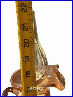 Vintage Bischoff Hand Blown Glass Decanter Amber Ewer w Stopper 22 Tall MCM