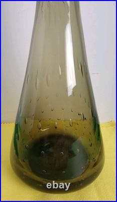 Vintage Bischoff MCM Amber Controlled Bubble Glass Decanter 12.5 Tall
