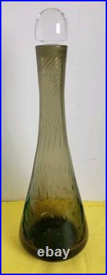 Vintage Bischoff MCM Amber Controlled Bubble Glass Decanter 12.5 Tall