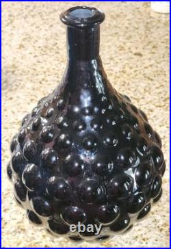 Vintage Black Empoli Bubble Glass Decanter and Stopper MCM Measures 17 Tall