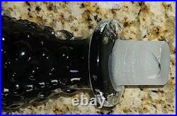 Vintage Black Empoli Bubble Glass Decanter and Stopper MCM Measures 17 Tall