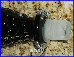 Vintage Black Empoli Bubble Glass Decanter and Stopper MCM Measures 17 Tall