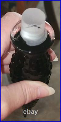 Vintage Black Empoli Bubble Glass Decanter and Stopper MCM Measures 17 Tall