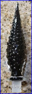 Vintage Black Empoli Bubble Glass Decanter and Stopper MCM Measures 17 Tall