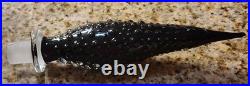 Vintage Black Empoli Bubble Glass Decanter and Stopper MCM Measures 17 Tall