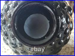 Vintage Black Empoli Bubble Glass Decanter and Stopper MCM Measures 17 Tall