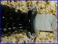 Vintage Black Empoli Bubble Glass Decanter and Stopper MCM Measures 17 Tall