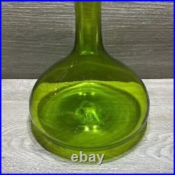 Vintage Blenko 12 Glass Decanter Olive Green Genie Bottle Rare Htf