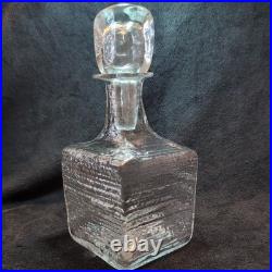 Vintage Blenko 1962 Clear Strata Block Glass Decanter with Glass Stopper