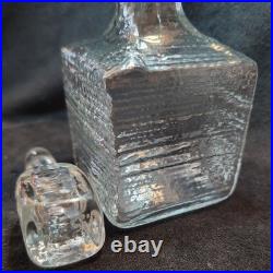 Vintage Blenko 1962 Clear Strata Block Glass Decanter with Glass Stopper